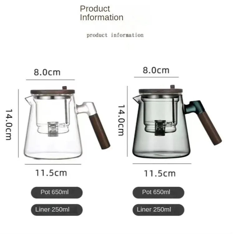 ea pot with heat-resistant glass inner liner, one click tea water separation press type tea cup